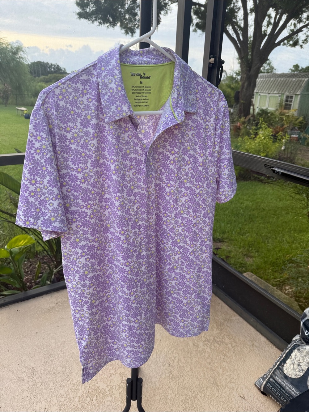 Birdie & Bound Men's Lavender Floral Golf Polo
